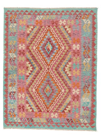 Kelim Afghan Old Style Tæppe 150X194 Brun/Grøn Uld, Afghanistan