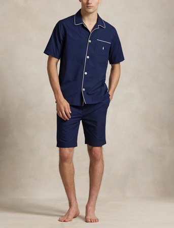 Polo Ralph Lauren Striped Cotton Pajama Set - Navy - M