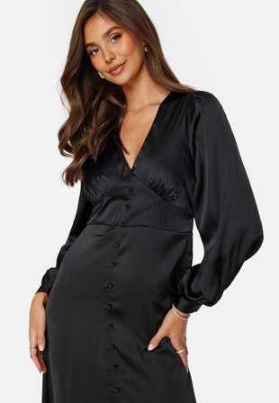 BUBBLEROOM Roberta Satin Dress Black Klær