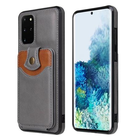 Glat cover med kortholder - Samsung Galaxy S20 Grå