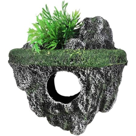 Flytande akvariedekoration, 13x9x16 cm hartsakvarie grotta, simuleringsreptilgömställe för flytande akvariumdekor, grotta