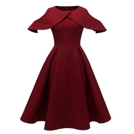 Dam 50-tals Vintage Cape Swing Klänning Midi A-linje Cold Shoulder Pinup Sateen Elegant Bröllopsgäst Outfit S-2XL
