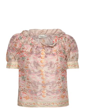 Marthe Silk Top Blouses Short-sleeved Multi/mønstret By Malina*Betinget Tilbud