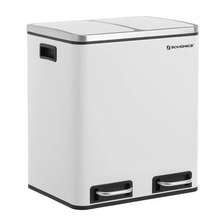 Rootz Roskakori - 30 L - Poljinkori - Sisäsäiliö - 2x 15 L - Metalli - Valkoinen - Jätteiden erottelu - Soft Close - Ilmatiivis - 41 x 36 x (47-73,5)