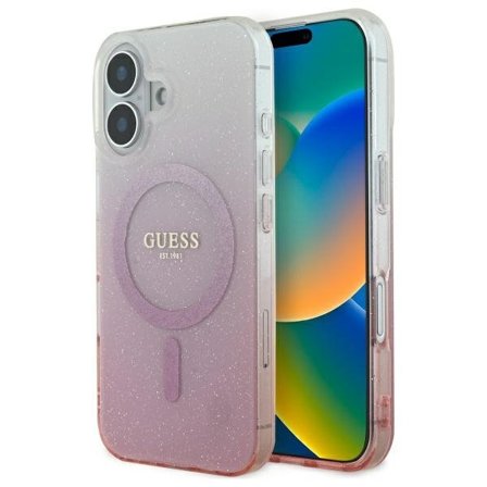 Guess telefontaske til iPhone 16 6.1 MagSafe IML Glitter Gradient - Lyserød