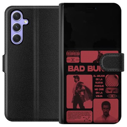 Kompatibel Tegnebogsetui til Samsung Galaxy A54 Bad Bunny NFL-inspireret skjoldlogo med amerikansk fodbold og stjerner