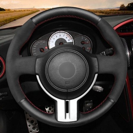 (stil 4) Bilrattöverdrag Handsytt Svart Äkta Läder Mocka För Toyota 86(GT86) Subaru BRZ Scion FR-S FRS