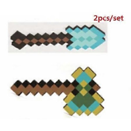2 stk./sett Hot Design Blått Diamantsverd Myk EVA Skum Leketøy Minecraft Øks Spade Kit Leketøy For Gutt