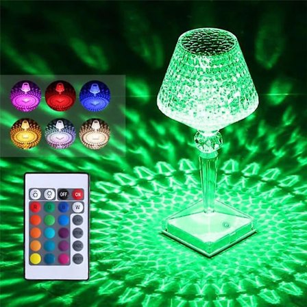 Krystalldiamant Bordlampe 16 RGB Farger Oppladbar
