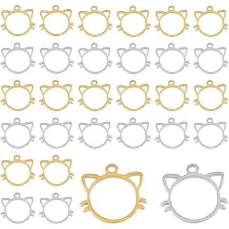 20 kpl Avoin Takapuoli Kehys Riipukset Kissanpää Korumuotit Epoksihartsiaskarteluun Pieni Kissa Ontto Kehys Korut Ruostumattomasta Teräksestä 