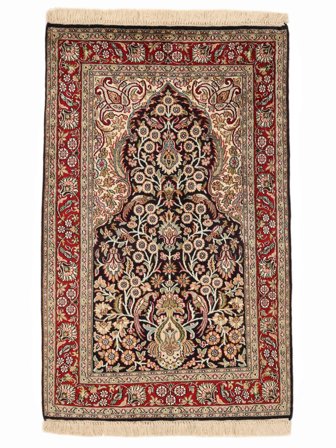 Kashmir Puur Zijde 24/24 Quality Vloerkleed Oosters Bruin/Donkerrood (Zijde, India)