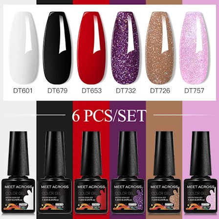 6st Nagellack Gel Set DIY Nagelkonst Semi Permanent UV LED Gel Kit För Naglar Dekoration Manikyr Blötläggning Målning Vernis Design