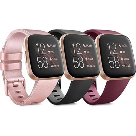 3-PACK Mjuka Silikonarmband för Fitbit Versa 2 / Fitbit Versa / Fitbit Versa Lite Klassiska Justerbara Sportarmband för Kvinnor Män Små Stora