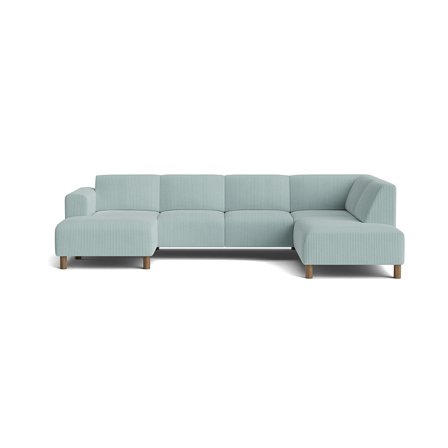 Toledo U-Form Sofa, links, Lincoln Pastel Blau, Cord-Optik, modernes Design, bequeme Nozag-Federung, stabiles Holzuntergestell, Höhe 78cm