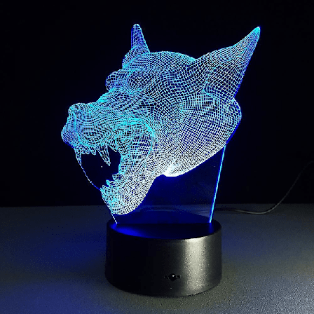 3D-lampa 7 färger varg LED nattlampor för barn touch LED USB bordslampa baby sovande nattlampa