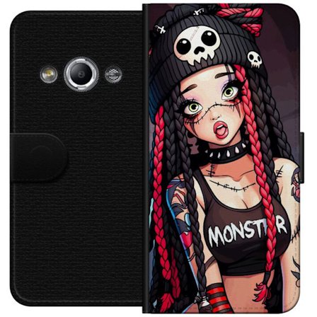 Kompatibel Tegnebogsetui til Samsung Galaxy Xcover 3 Gotisk monsterpige illustration med flettede hår, kraniehue og punk stil farverigt mørkt kunstm