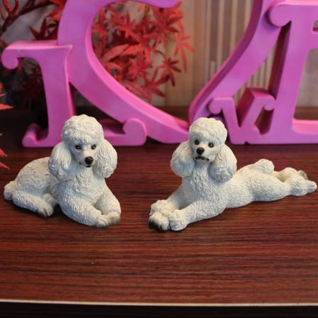 1/2/3 Pudel Hund Staty Djur Figurine Vardagsrum Kontor White 8.6x4x6cm 12.5x4x5.8cm 1Set