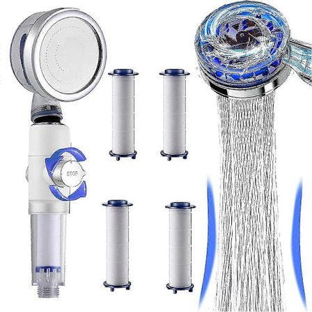 Vortex Dusjhode Høyt Trykk Med Filtre, Håndholdt Turbo Spa Vifte Kraft Hydro Jet Dusj, 360 Roterende B