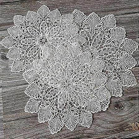 Vit spets rund broderad bordsunderlägg, handgjord knypplad spets duk bomull bordsunderlägg blomma matta, spetsduk virkad duk bordsduk 25cm/30cm (30mm