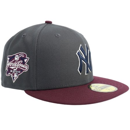 New Era - MLB Grey fitted Czapka Z Daszkiem - "Hatstore Exclusive x New York Yankees 59FIFTY World Series Grey/Maroon Fitted " @ Hatstore