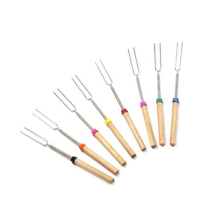 Bærbart grillspyd, udtrækkelig grillgaffel til sikker ristning af hotdogs og grøntsager (FMY)