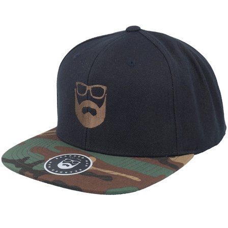 Bearded Man - Schwarz snapback Cap - Logo Black/Camo Snapback @ Hatstore