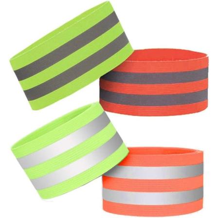 Set med 4 reflekterande armband, säkerhet, hög synlighet, löpning, cykel, handledsband, fotled, reflex för cykling, löpning, jogging, promenader, 