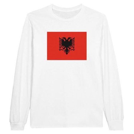 Pitkähihainen t-paita - PIXELFORMA - Albanian lippu - 100% puuvillaa - Pitkät hihat - Normaali malli