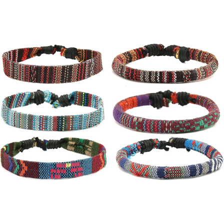 6 Wrap Armbånd Menn Kvinner, Heilwiy Hamp Snører Etniske Tribal Armbånd Armbånd (mix 6 Wrap) Gave