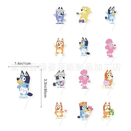 Rosa Bluey tema fest flag banner kagekort ballon dekorationstilbehør