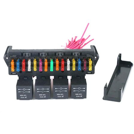 15-veis bladsikringboks blokkholder med 4 relé 12V 40A bil lastebil universell bilreléholder sikringsholder