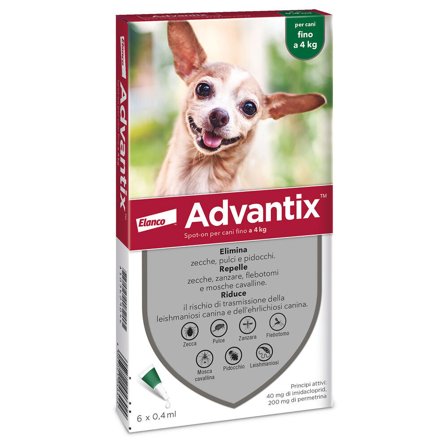 Advantix Spot On Cani Fino 4Kg - 6 Pipette 0,4ml Soluzione
