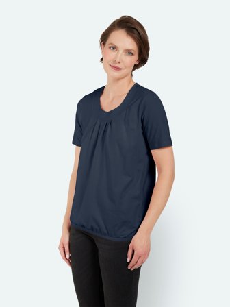 BRANDTEX - Kortærmet T-shirt - Navy - Elastik i Taljen