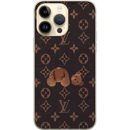 Kompatibel Mobilcover til Apple Apple iPhone 14 Pro Max Luksuriøst monogrammønster med knust bamse i mørk modeæstetik