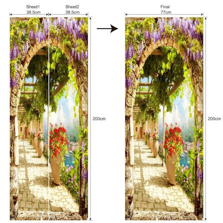 3D-maisemasarja koristeellinen tarra itseliimautuva ovitara seinämaalaus makuuhuoneen sisustus