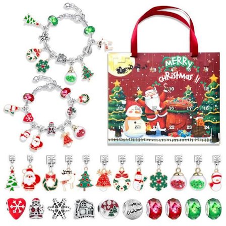 Julekalender 2023 Pige DIY Julekalender Charms Armbåndssæt 22 Charms og 2 Armbånd Julegave