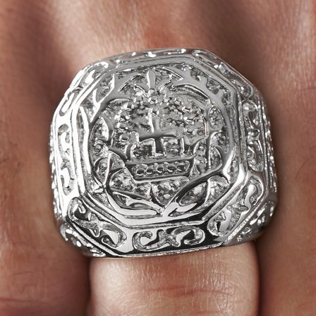 Solide Stalen Ring met Romeins Kruis voor mannen - Stalen ringen