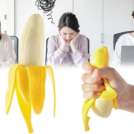 3 st stressavlastande leksaker, banan/majsformad simuleringsklämmande bananfruktleksak stretchig bananleksak realistisk mjuk