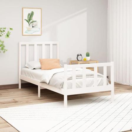 Vidaxl Sängram Vit Massiv Furu 100x200 Cm Vit