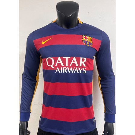 15-16 FC Barcelona Hemma Fotbollsuniform Långärmad T-shirt S-2XL