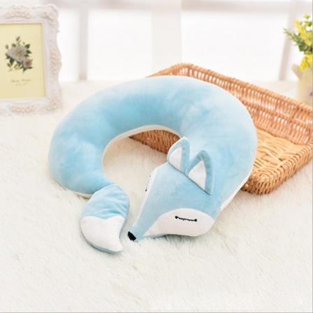 Mjuk bekväm resekudde Kreativ tecknad U-formad båge söt räv Water Blue Fox 30*30*8CM