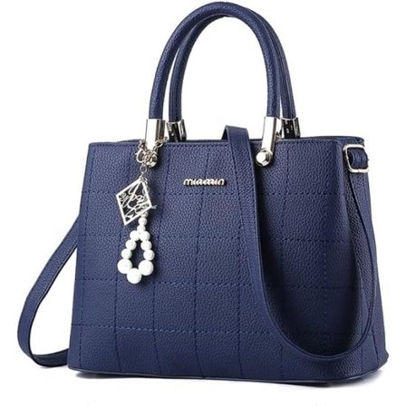 Håndveske Dame Skuldertaske Fashion Dame PU Læder Tote Messenger Taske med Plys Bold (Opgraderet Version, Blå)