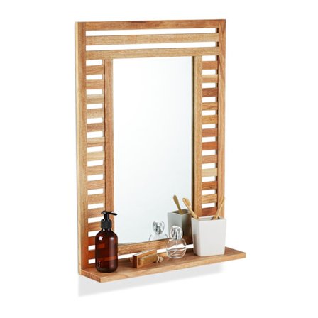 Kylpyhuoneen peili hyllyllä – luonnon pähkinäpuuta