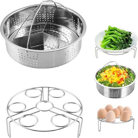 |NT| 3-delt dampkokesett i rustfritt stål, trio separator sett, slitesterkt trykkokertilbehør, dampkokekurv