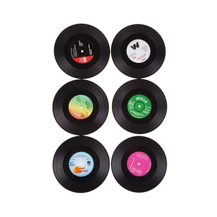 Vintage Record Design Cup Anti-Slip Värmeisolering Underlägg Bordsunderlägg Bord Dekor-6st unikt värde