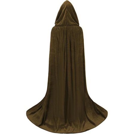 Unisex Vuxen Huva Kappa Lång Sammet Cape Halloween Cosplay Kostymer Brun-tfrf