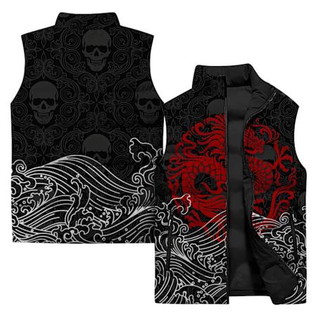 Mænds Vintervest Edderkop og Rød Drage Print Trendy Vest Mænd Jakker Mænds Tøj 2024 Harajuku Streetwear Veste Ærmeløs P24293MHH-90PG 3XL