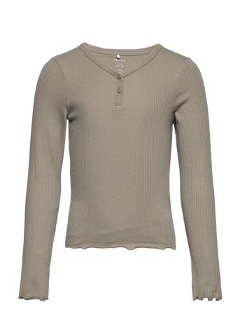 Nkftasiffa Ls Short Slim Top T-shirts Long-sleeved T-shirts Grå Name It