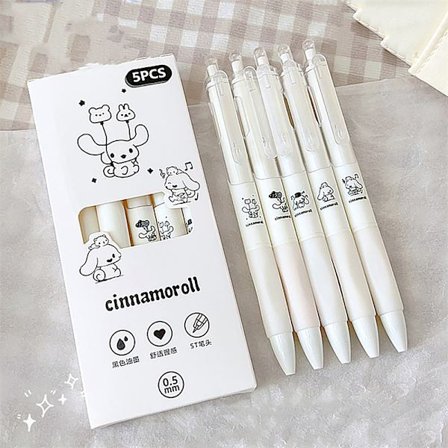 5 st Kawaii Pen Black Ink Gel Pens Estetisk brevpapper Pen Set