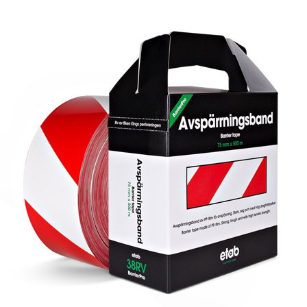 ETAB Avgränsningsband 38RV 75mmx500m röd/vit - Lyreco - Skyddsutrustning - Säkerhetsmärkning och skyltar - Tejper och symboler